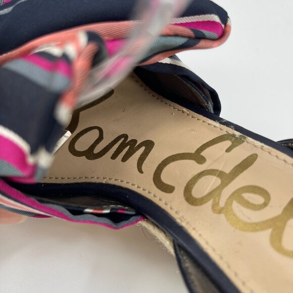 Sam Edelman Aubrey Wedge Espadrille Striped Textile Ankle Strap Sandal NWOT - Picture 10 of 10